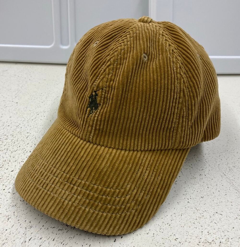 VTG 90s Men Polo Ralph Lauren corduroy leather strapback cotton dad hat